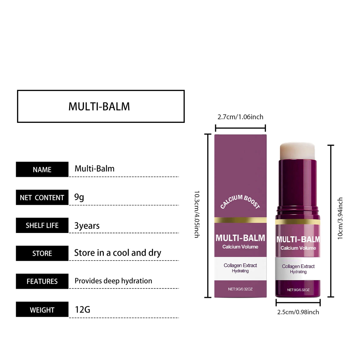 LUZMERA Multi-Balm | Bálsamo 3 en 1 con Colágeno y Calcio